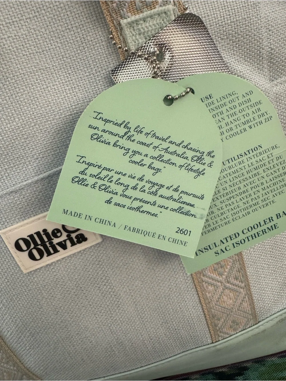 Mint Insulated Canvas Tote Ollie & Olivia